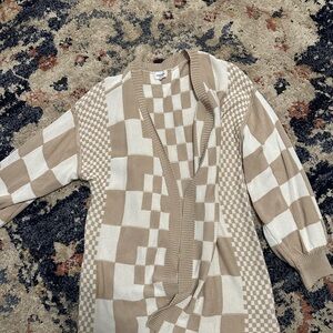 Checkered Knit Cardigan